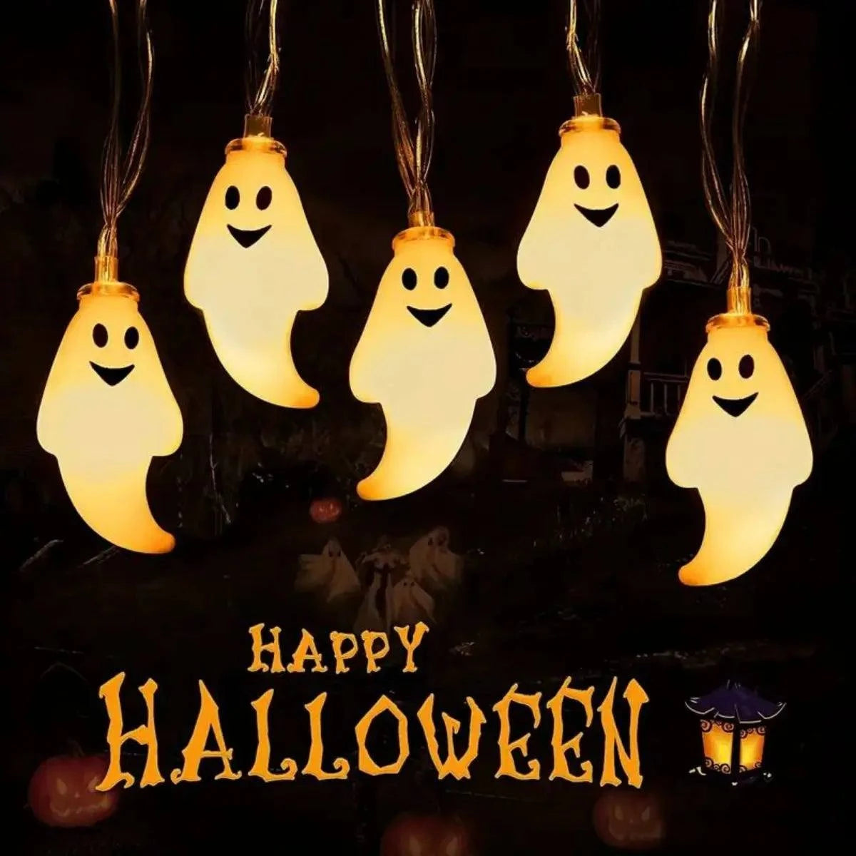 Halloween Ghost Decoration String Lights, Battery Powered - Orangme