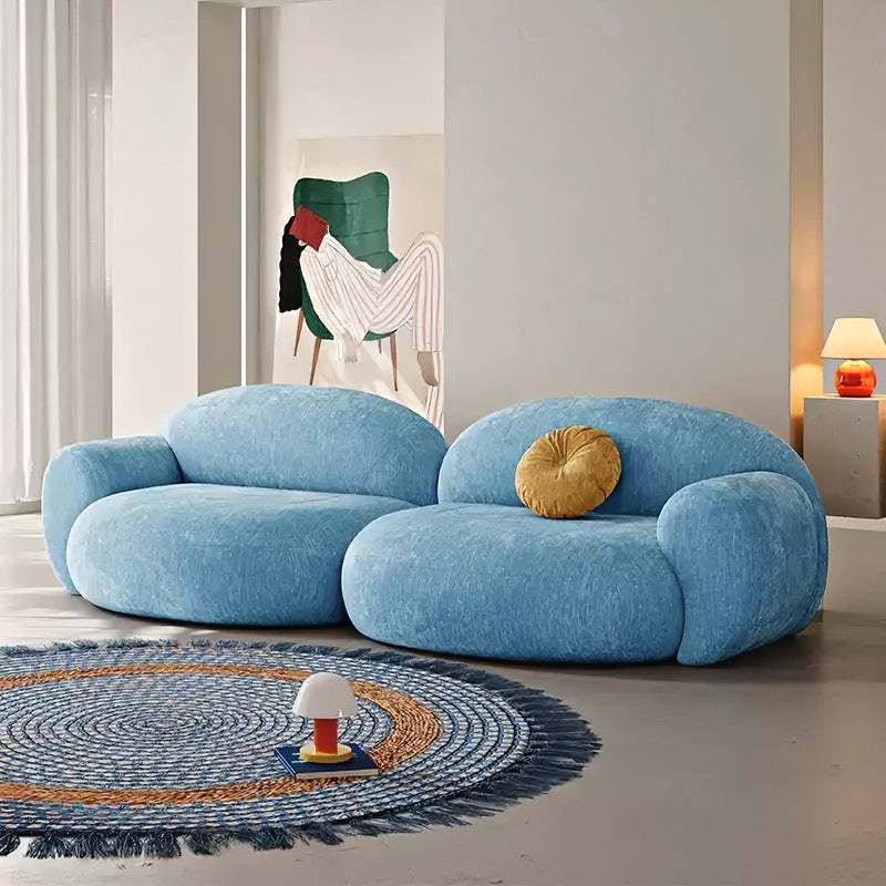 Cream mid-century linen sofa with removable washable fabric for living room