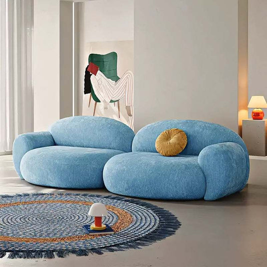 Cream mid-century linen sofa with removable washable fabric for living room