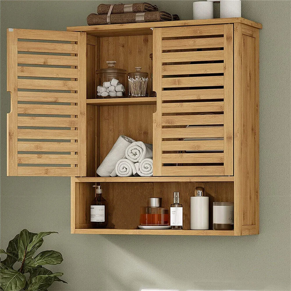 Natural Bamboo Bathroom Wall Cabinet - orangme.com