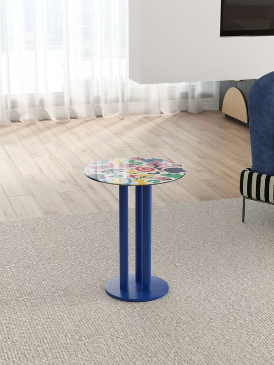 Round Coffee Table - Stainless Steel Luxury Side Table for Living Room