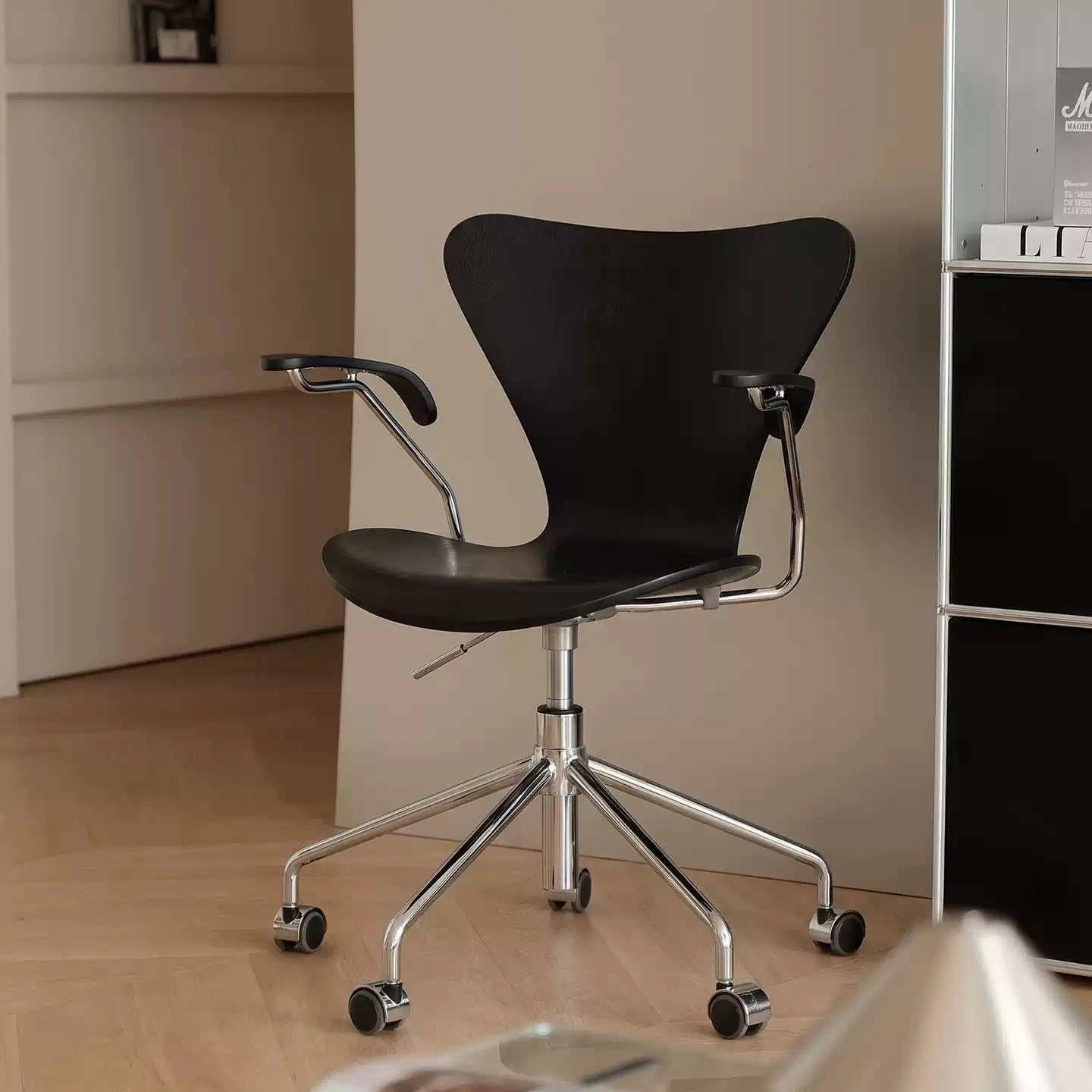 Nordic Mid‑Century Rolling Office Chair‑No Headrest Adjustable Computer Desk Chair