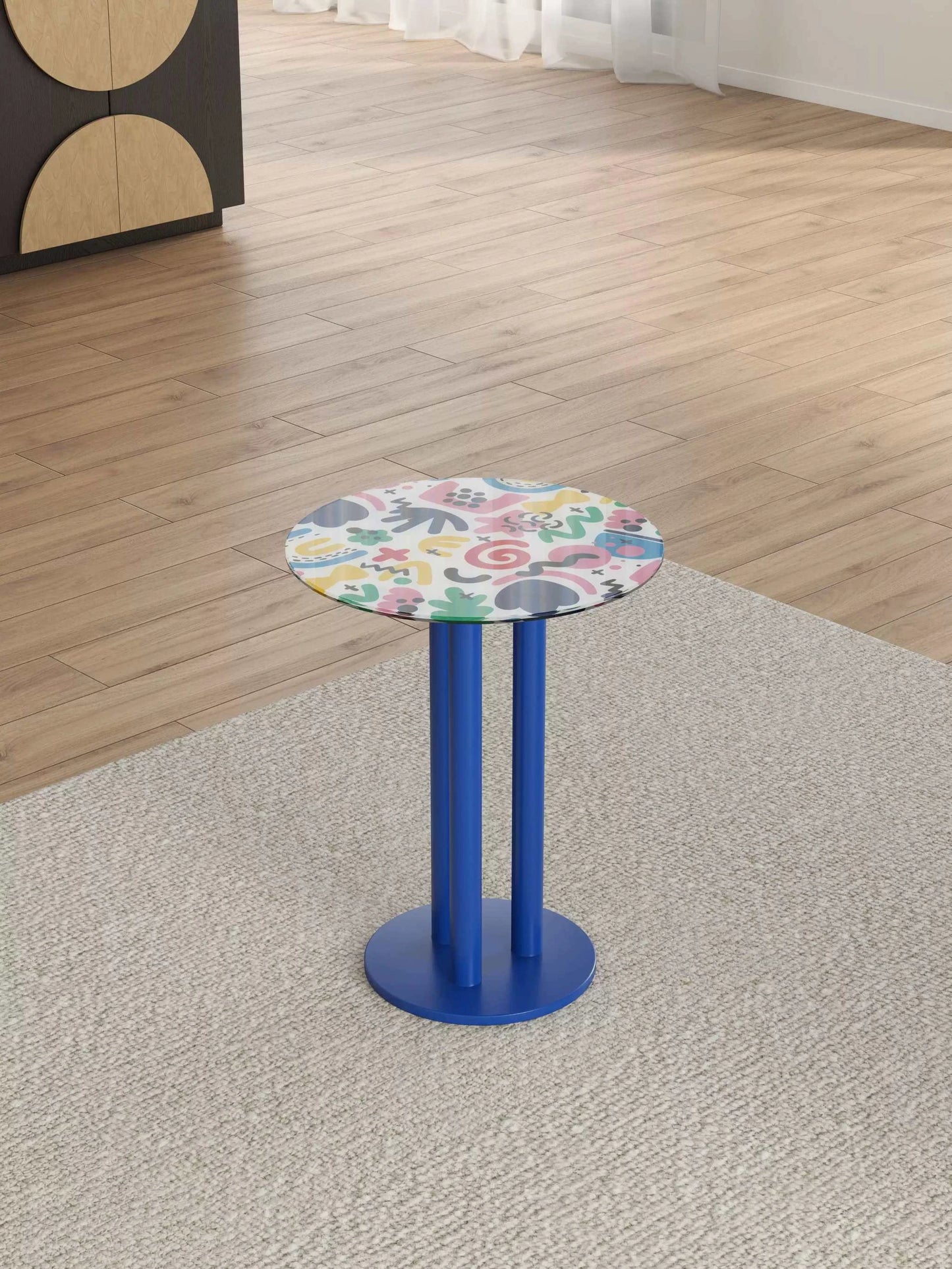 Round Coffee Table - Stainless Steel Luxury Side Table for Living Room