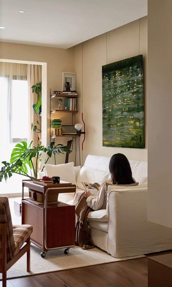 Hand-Painted Natural Abstract Oil Painting - Wabi-Sabi Textured Wall Art for Living Room & Home Decor