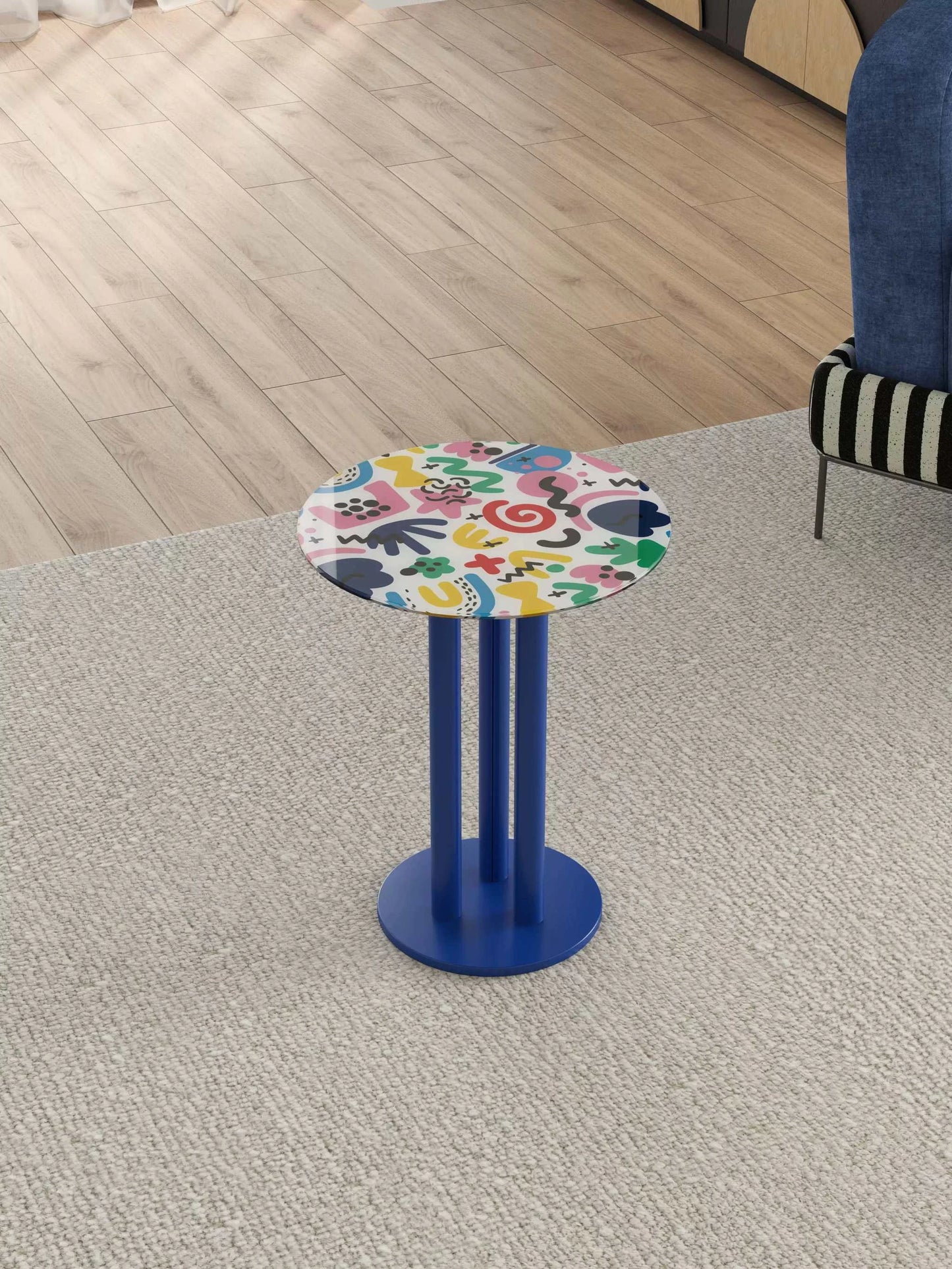 Round Coffee Table - Stainless Steel Luxury Side Table for Living Room