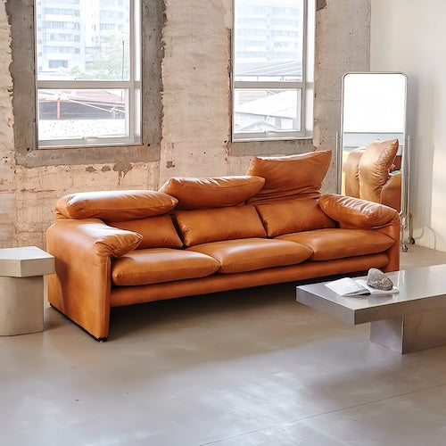 Replica 3 Seater Leather Sofa Cassina Maralunga