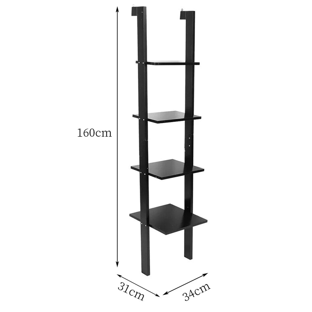 4-Tier Black Ladder Shelf: Stylish & Space-Saving Storage SolutionOrangme