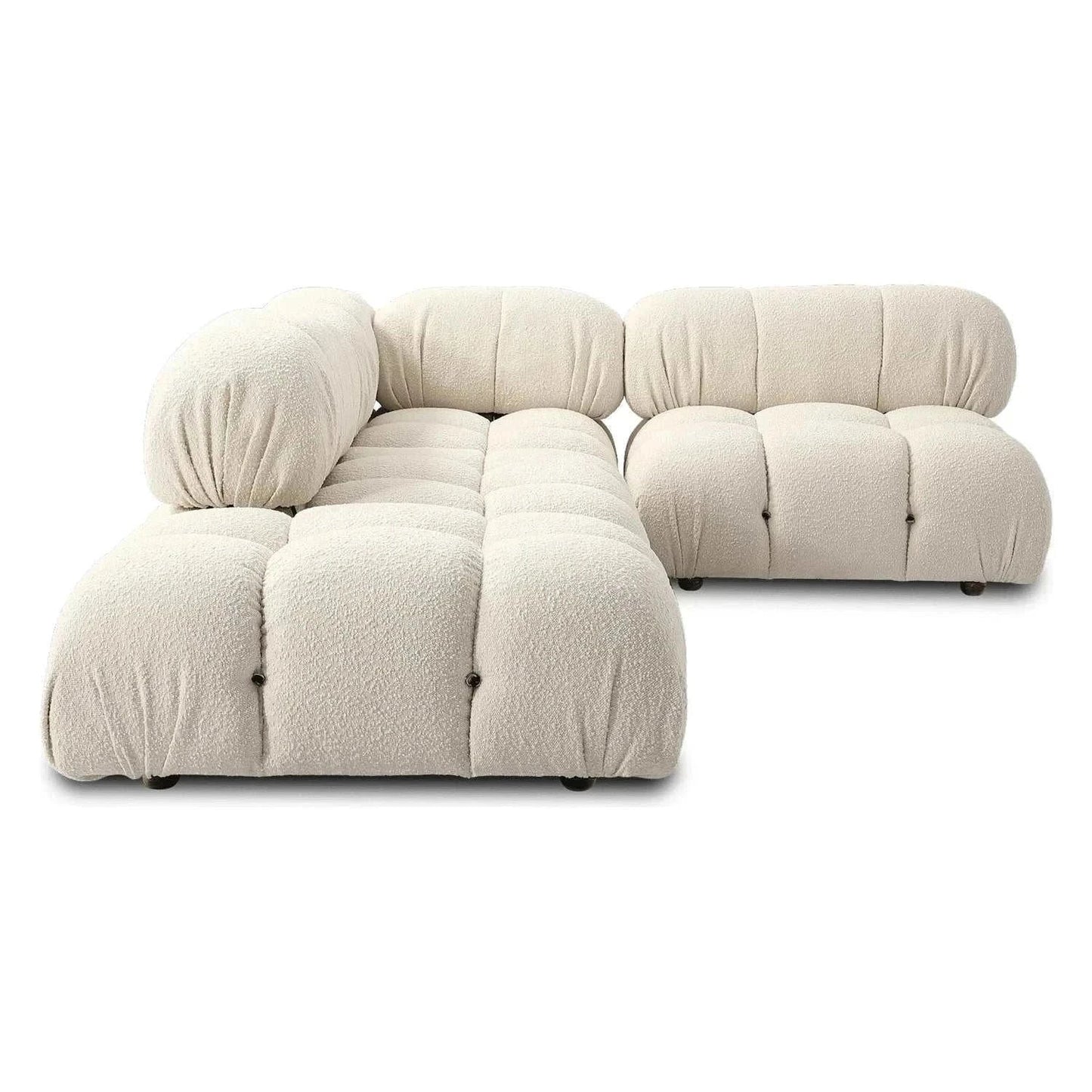 Modern sectional sofa with flexible fabric modules in white velvet - orangme.com