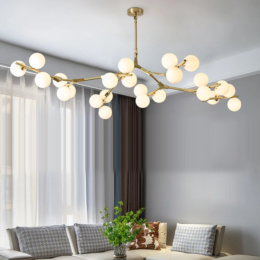 Black Gold Chandelier Light with Customizable Hang Rods