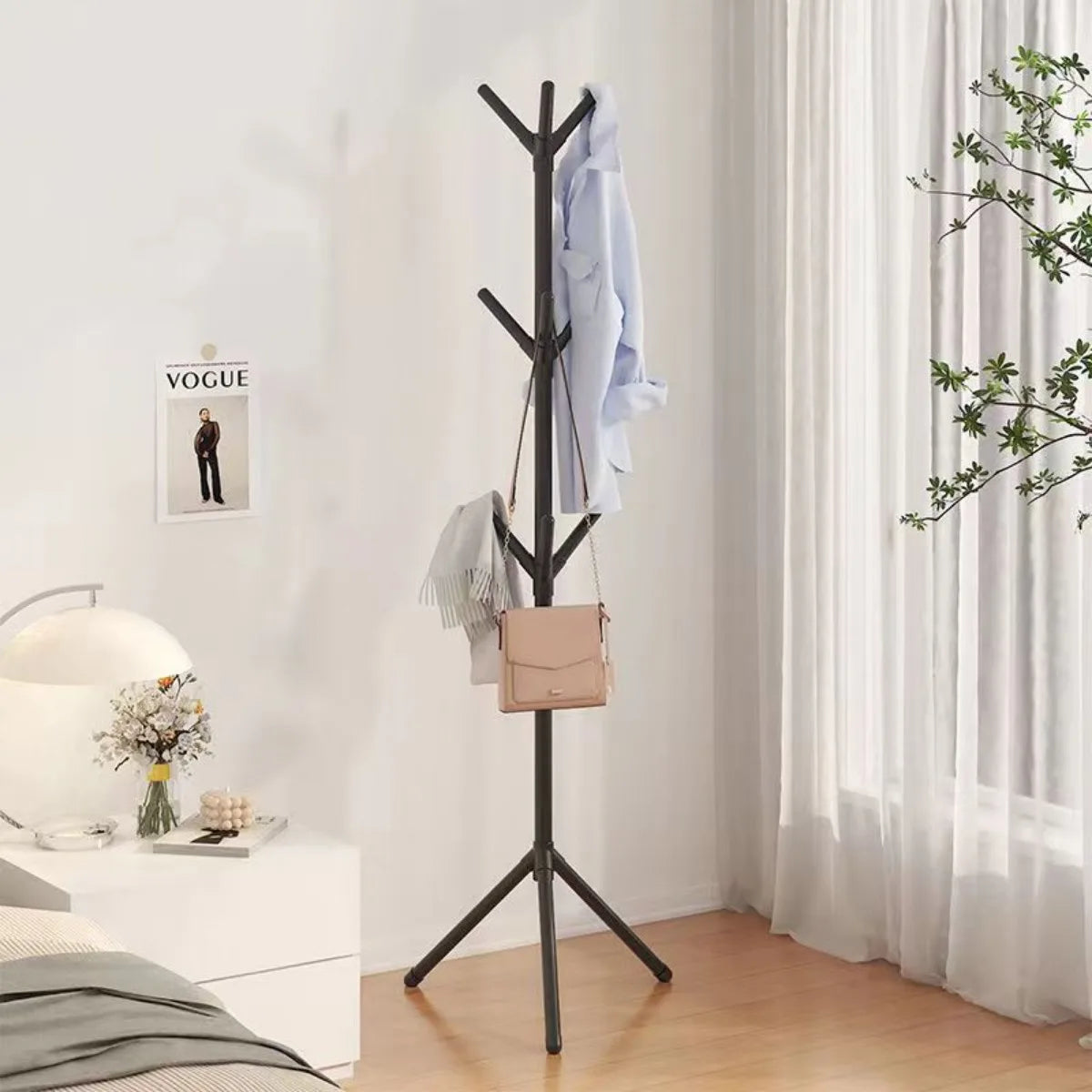 Hallway Coat Rack: Black & White Modern Entrance Hanger Set