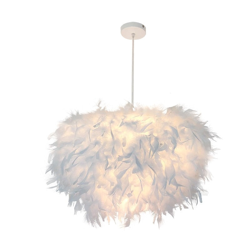 White Pendant Ceiling Light | Feather Design - Orangme