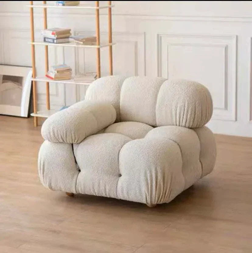 Modern sectional sofa with flexible fabric modules for living room.