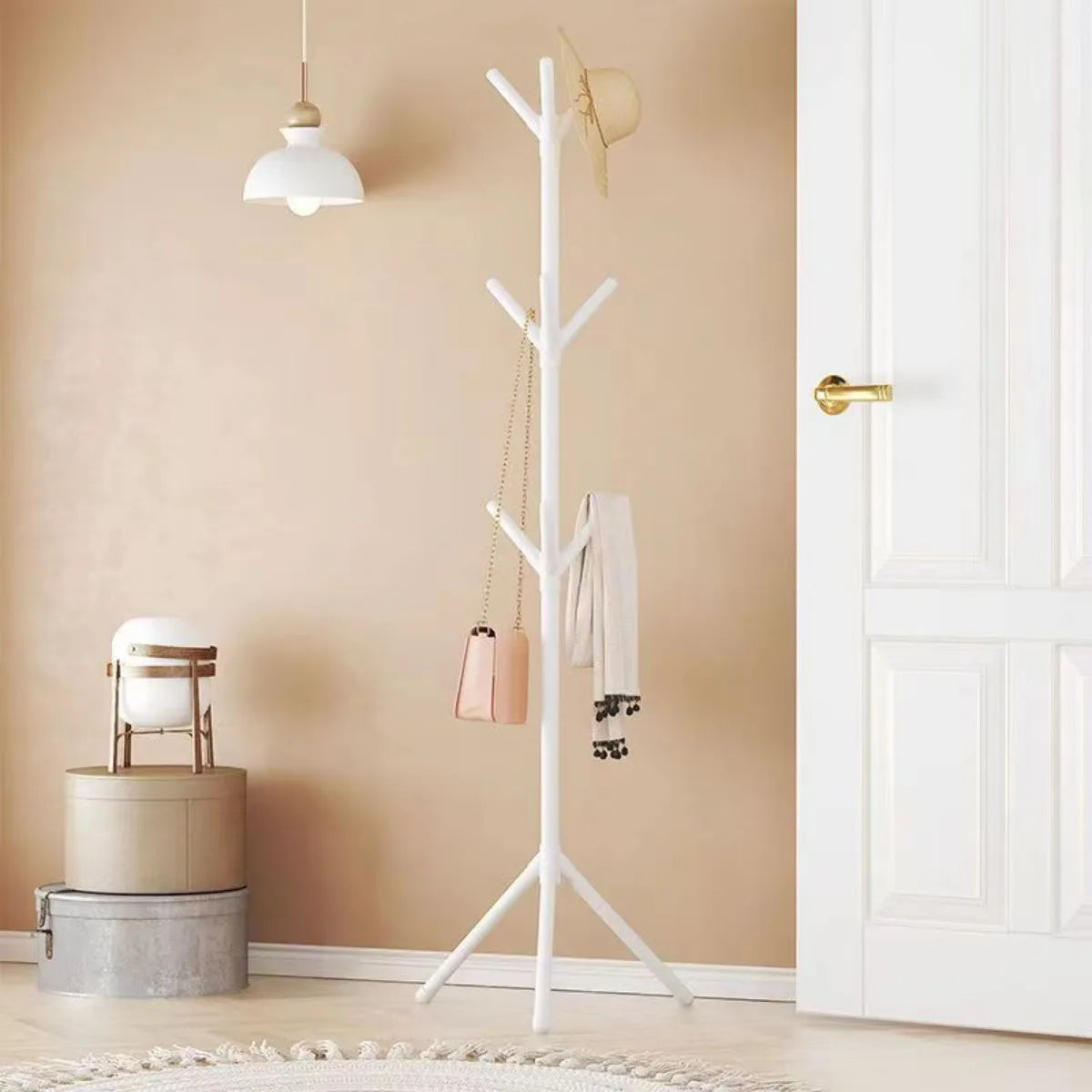 Hallway Coat Rack: Black & White Modern Entrance Hanger Set