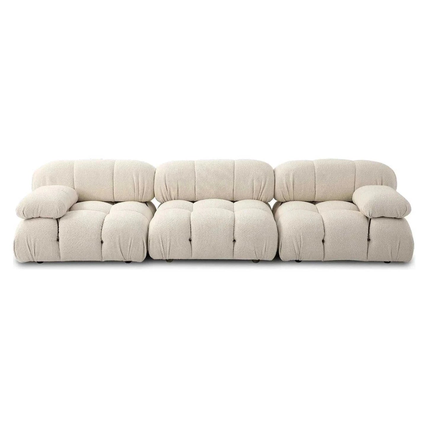 Modern sectional sofa with flexible velvet fabric modules for customizable living room setup.