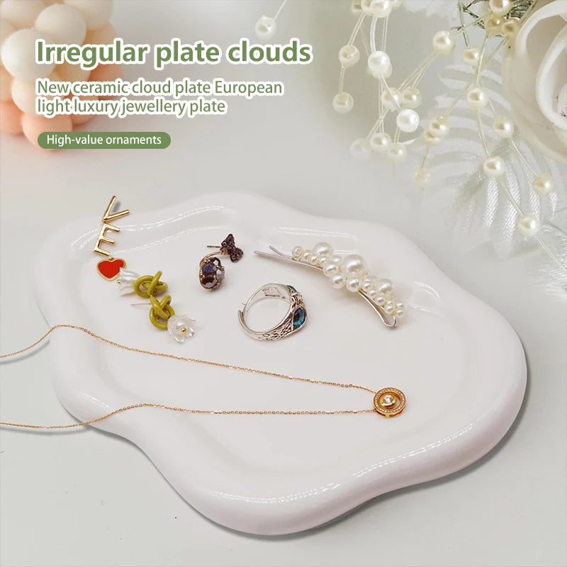 Cloud Shape Ceramic Jewelry Dish | Storage Ornament