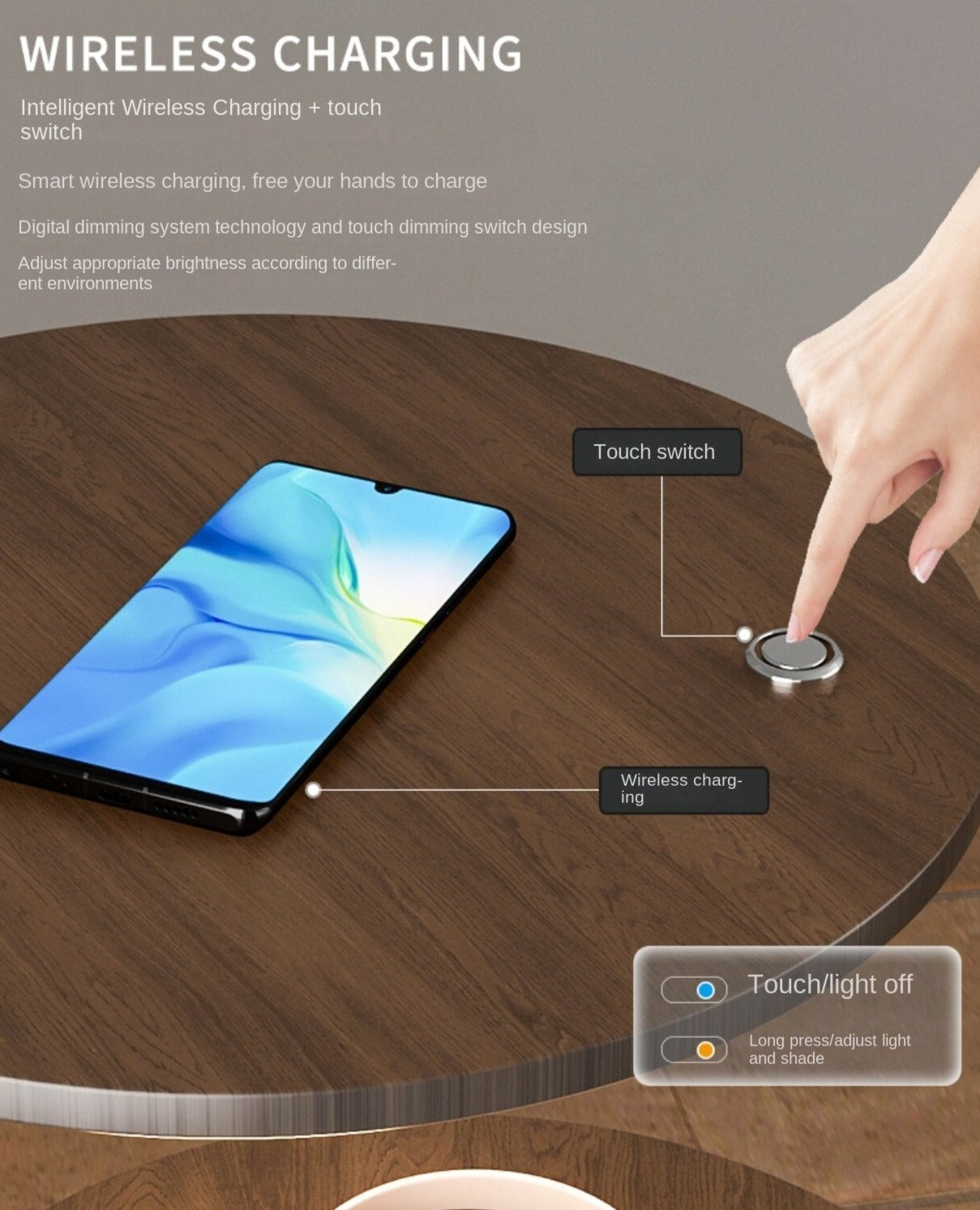 Creative Wireless Charger Bedside Table