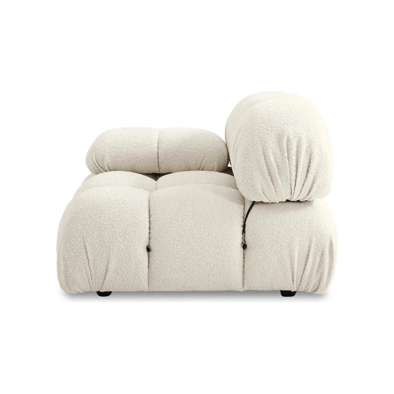 Modern sectional sofa with flexible velvet fabric modules.