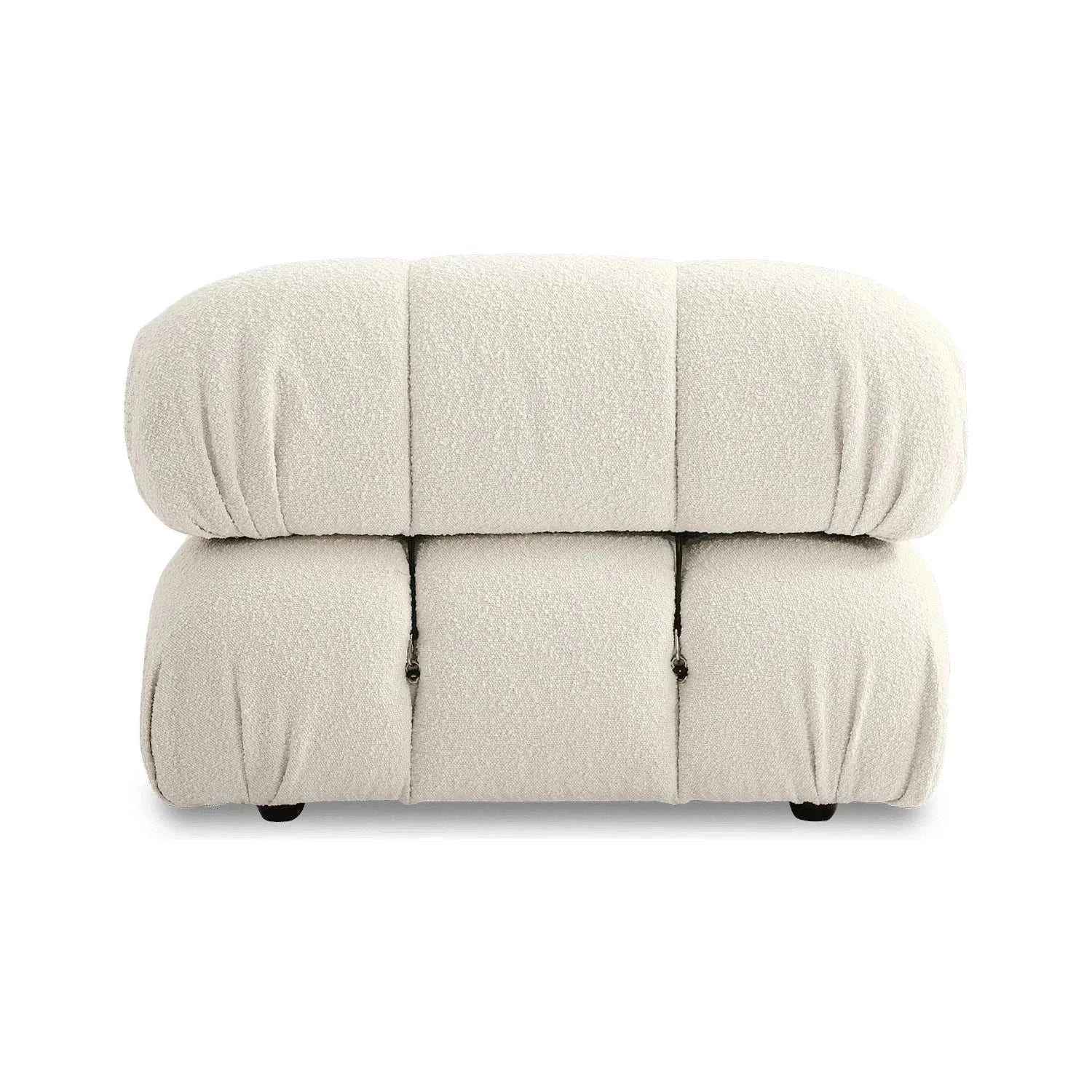 Modern white sectional sofa with flexible fabric modules and velvet upholstery.