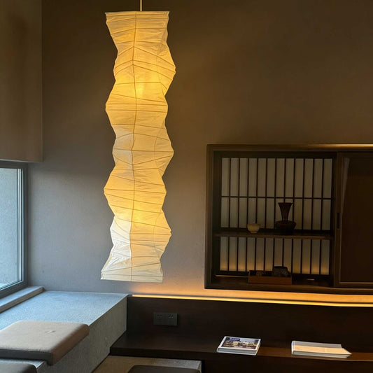 Staircase Rice Paper Pendant Light – Duplex Loft High Ceiling Decor for Hotel