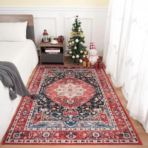 Persian Rug: Vintage Red, Golden & Ivory Artistry Craft - orangme.com
