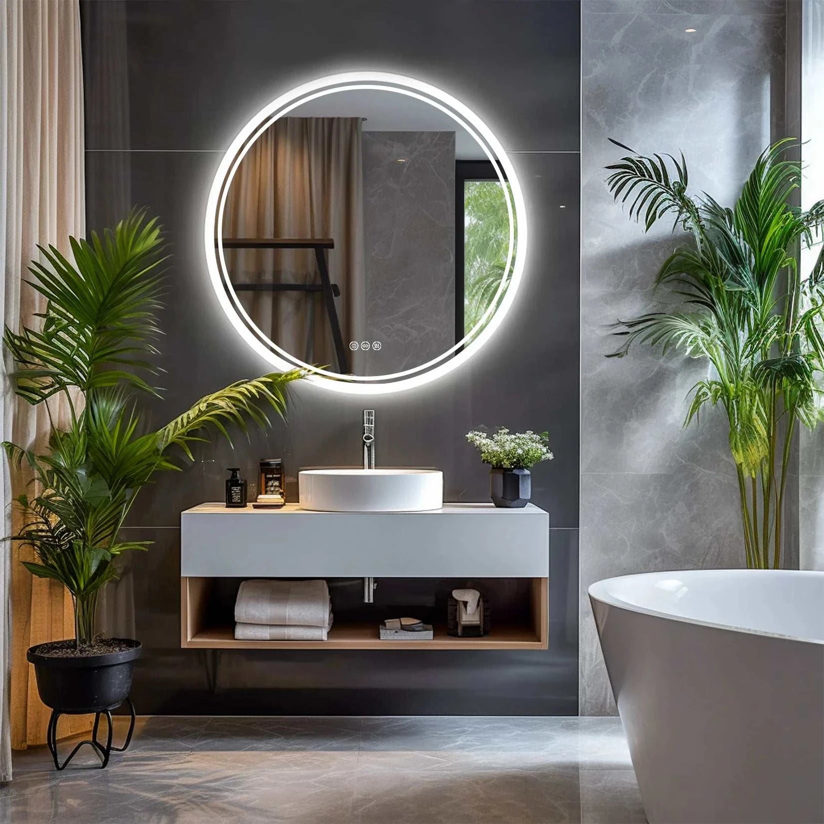 bathroom mirror with memory function and three-color change - orangme.com