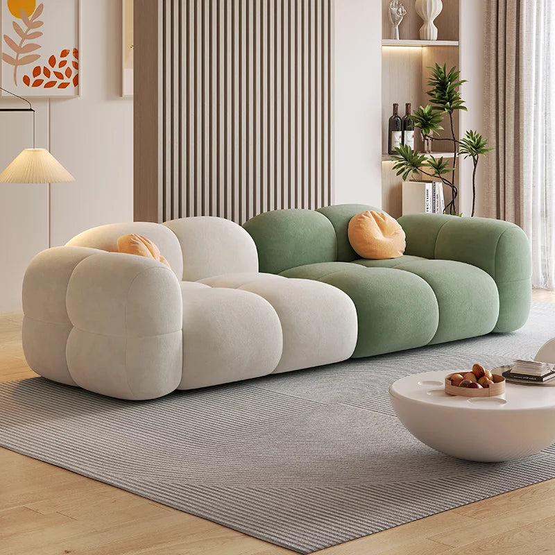 beige and green sofa