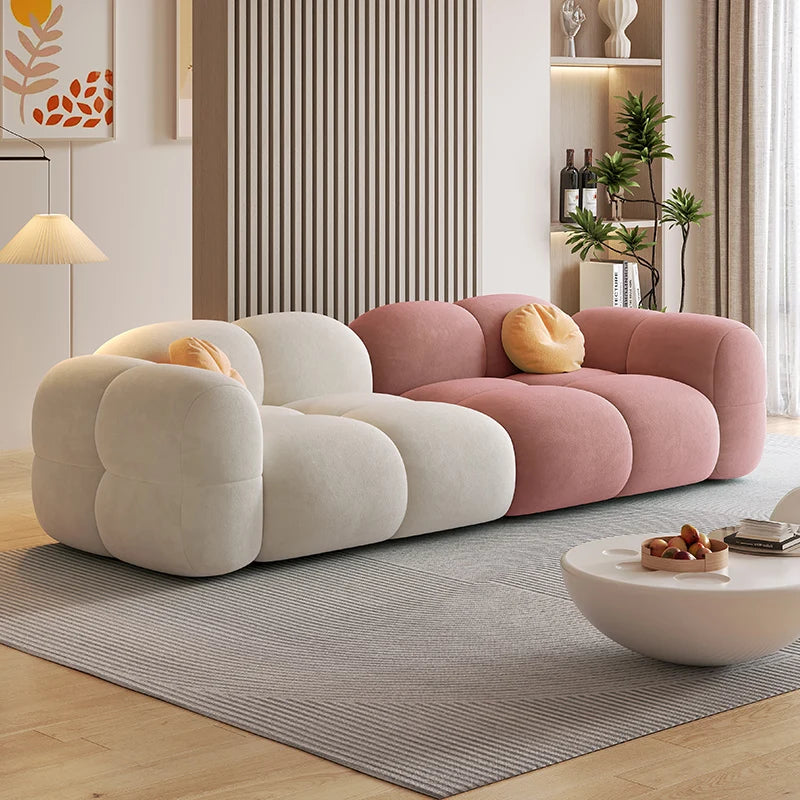 beige and pink sofa