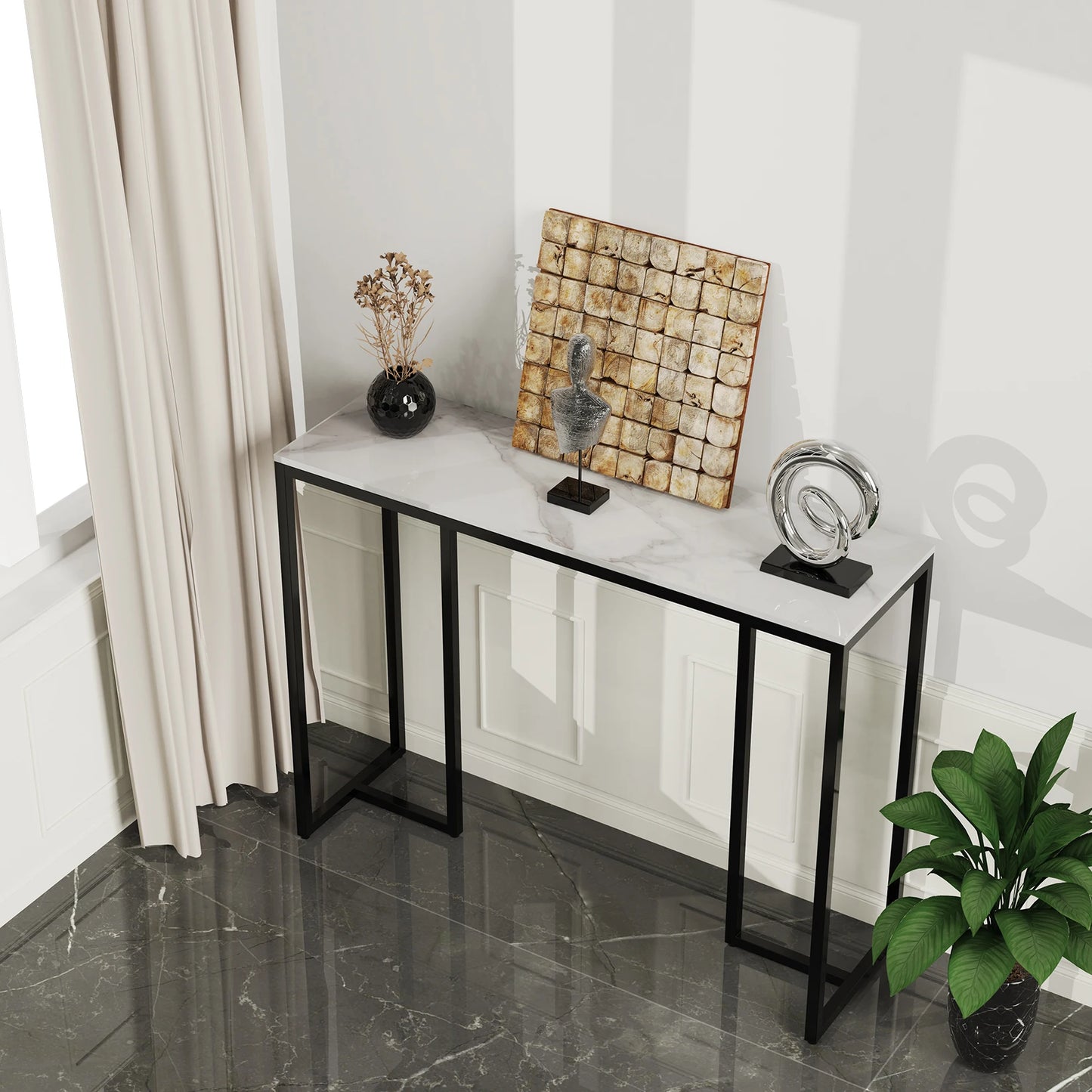 black console table