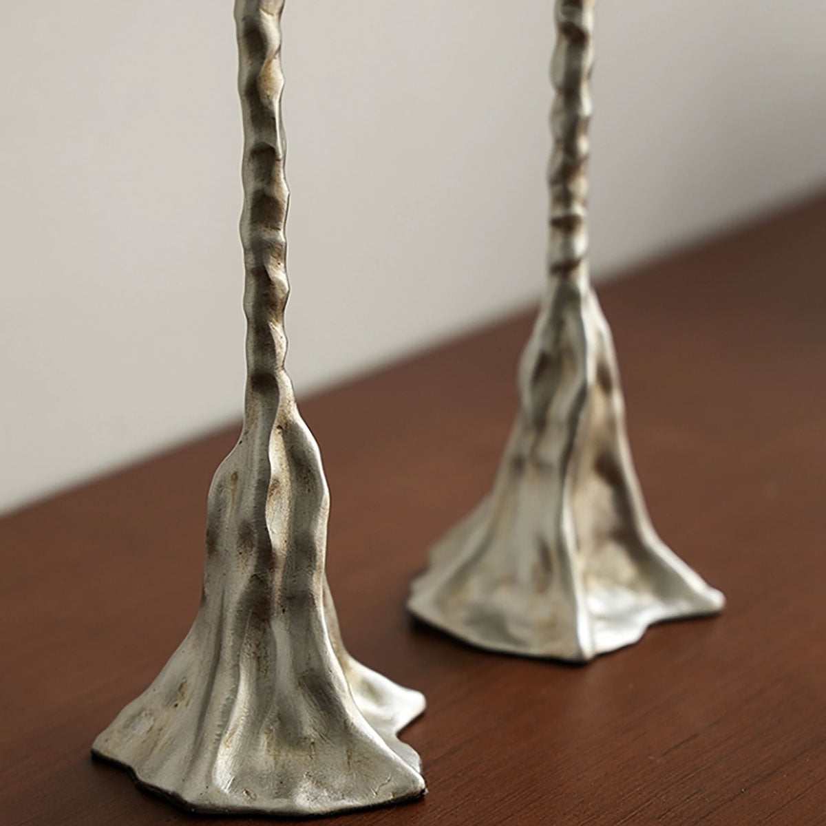Candle Holder - Vintage Silver Metal-Look Candle Set for Elegant Decor