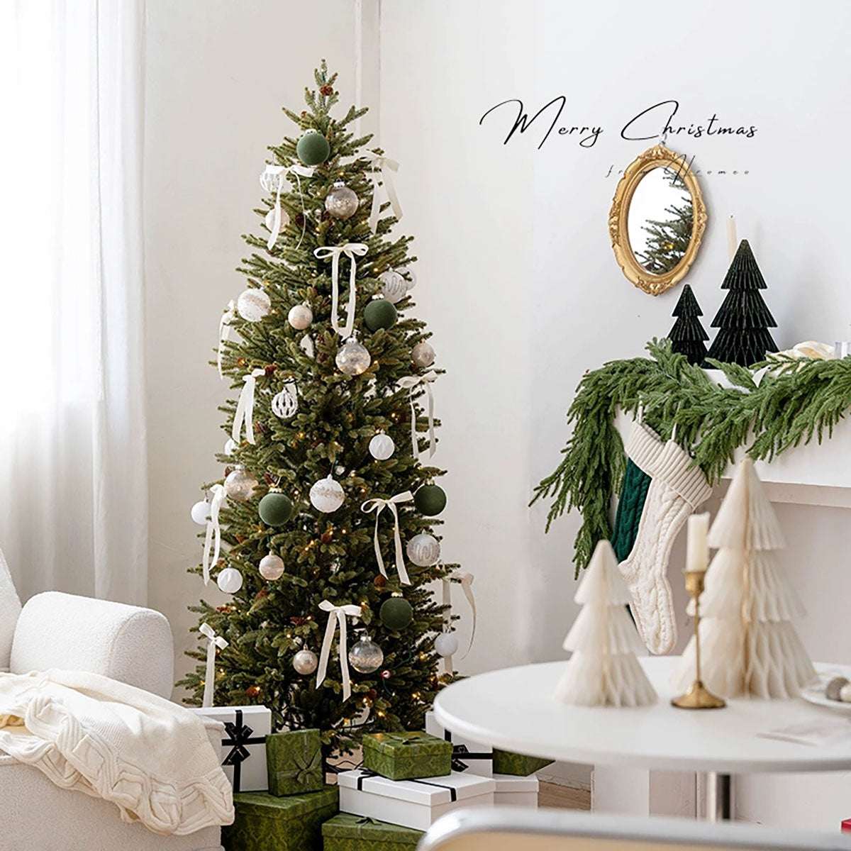 6ft Christmas Tree - Slim Holiday Decor with Lights & Realistic Needles