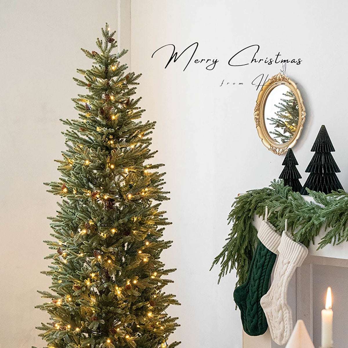 6ft Christmas Tree - Slim Holiday Decor with Lights & Realistic Needles