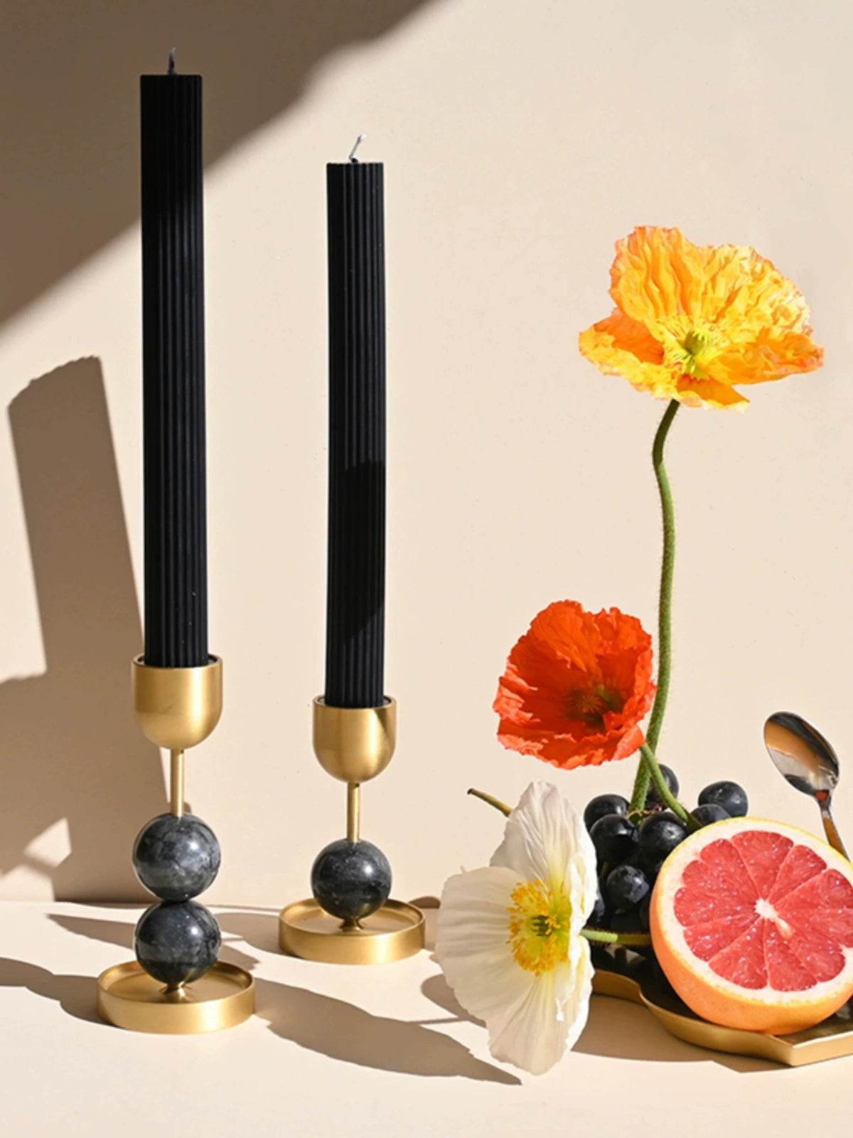 Decorative Candle Holder - Minimalist Luxury Brass & Marble Accent