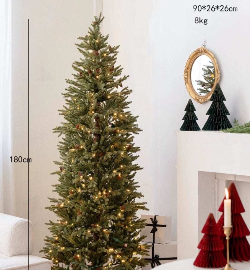6ft Christmas Tree - Slim Holiday Decor with Lights & Realistic Needles