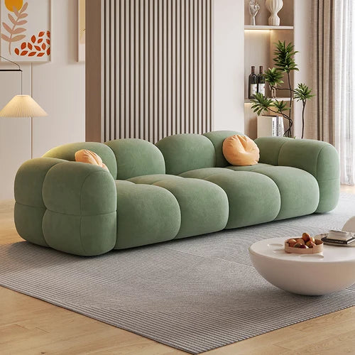 green four seater cloud sofa