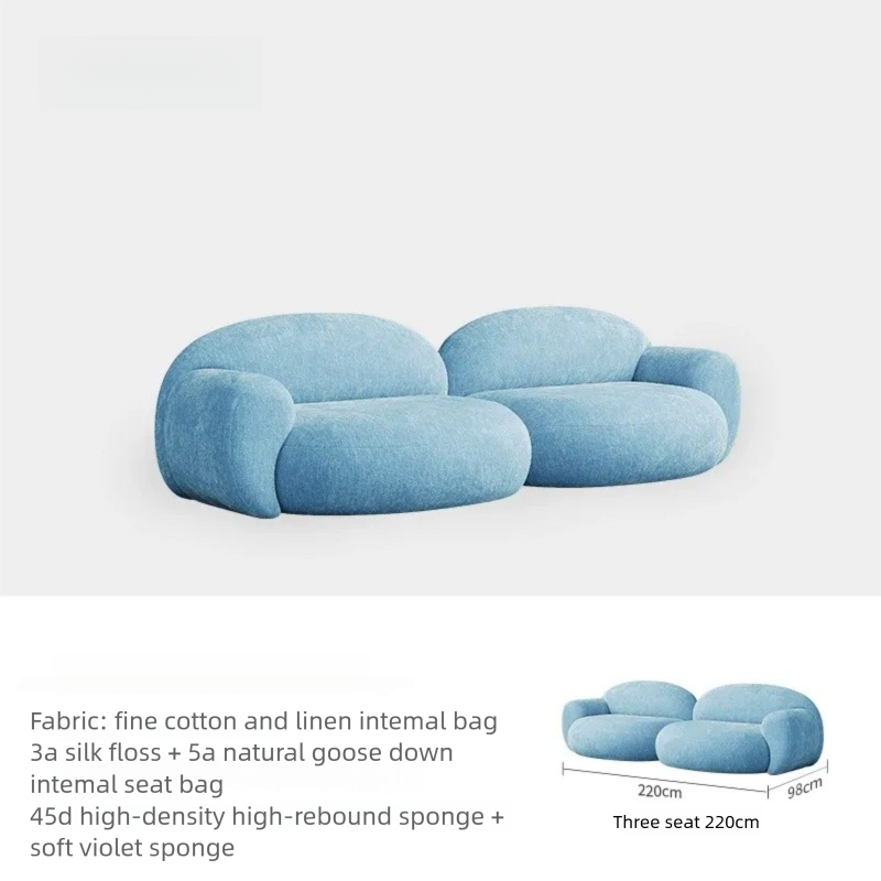 Mid-Century Linen Sofa - Removable Washable Fabric Couch for Living Room