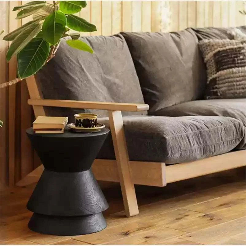 Mid‑Century Carbonized Solid Wood Side Table‑Multi‑Purpose Sofa End Table & Stool