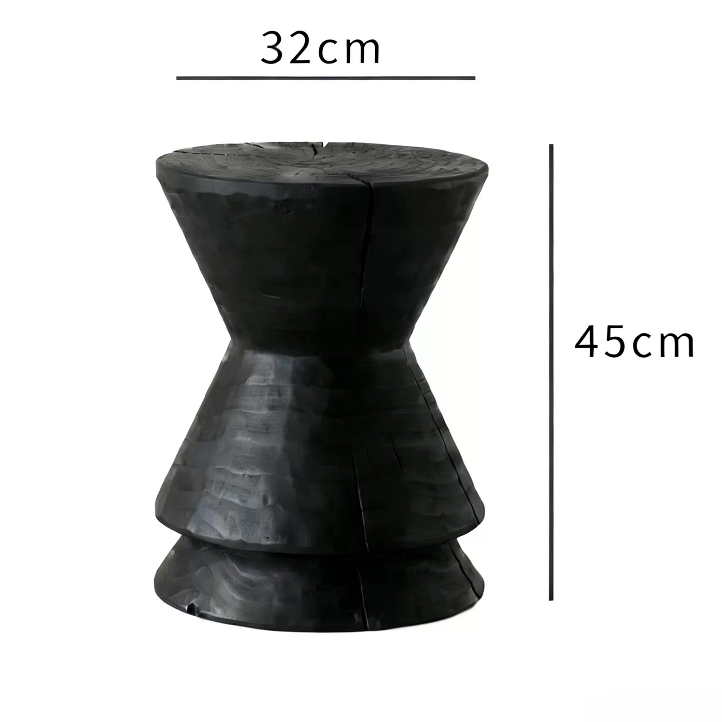 Mid‑Century Carbonized Solid Wood Side Table‑Multi‑Purpose Sofa End Table & Stool