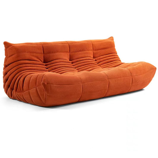 Togo 3 Seater Sofa in Orange Corduroy, customizable colors available.