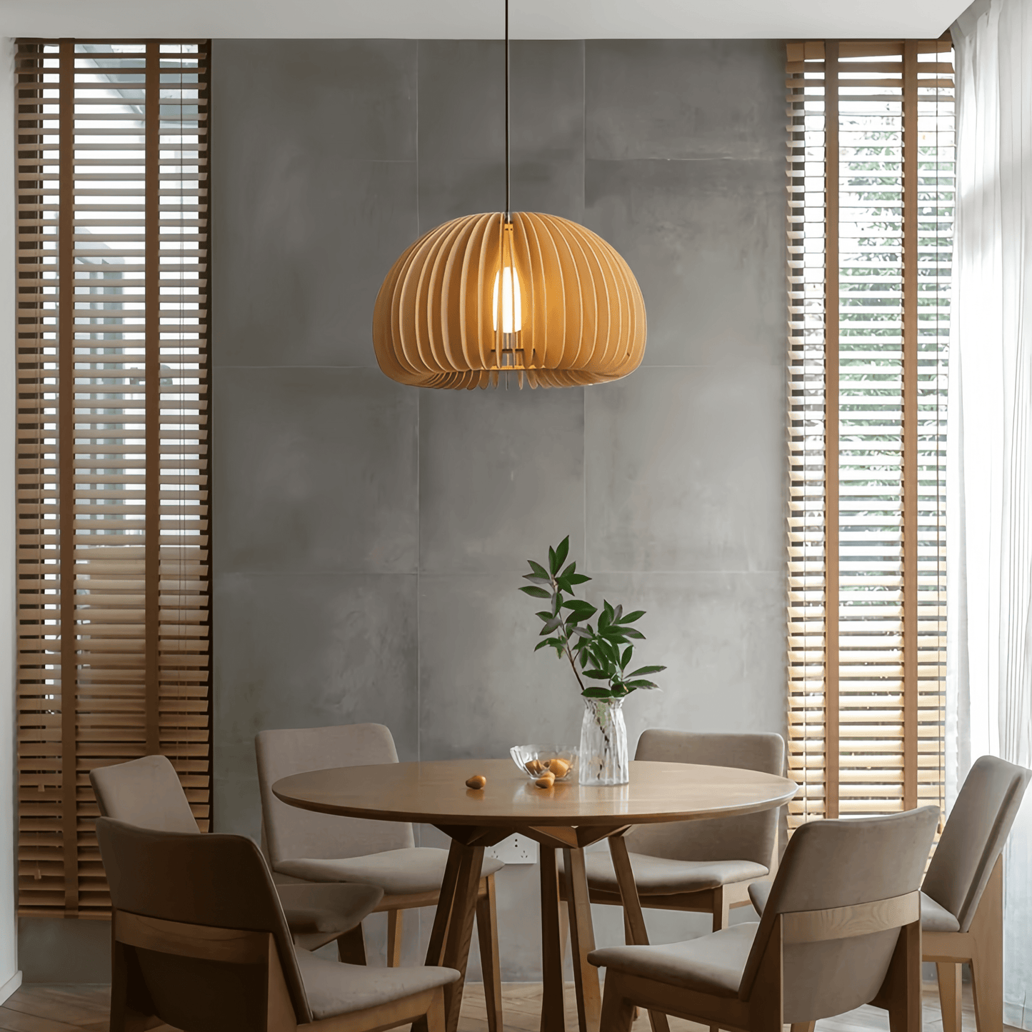 Customizable Wood Pendant Light: Adjustable Elegance