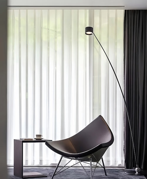 Sleek Fishing Black Floor Lamp For Villa Parlor Bedroom Corner Hotel - Orangme