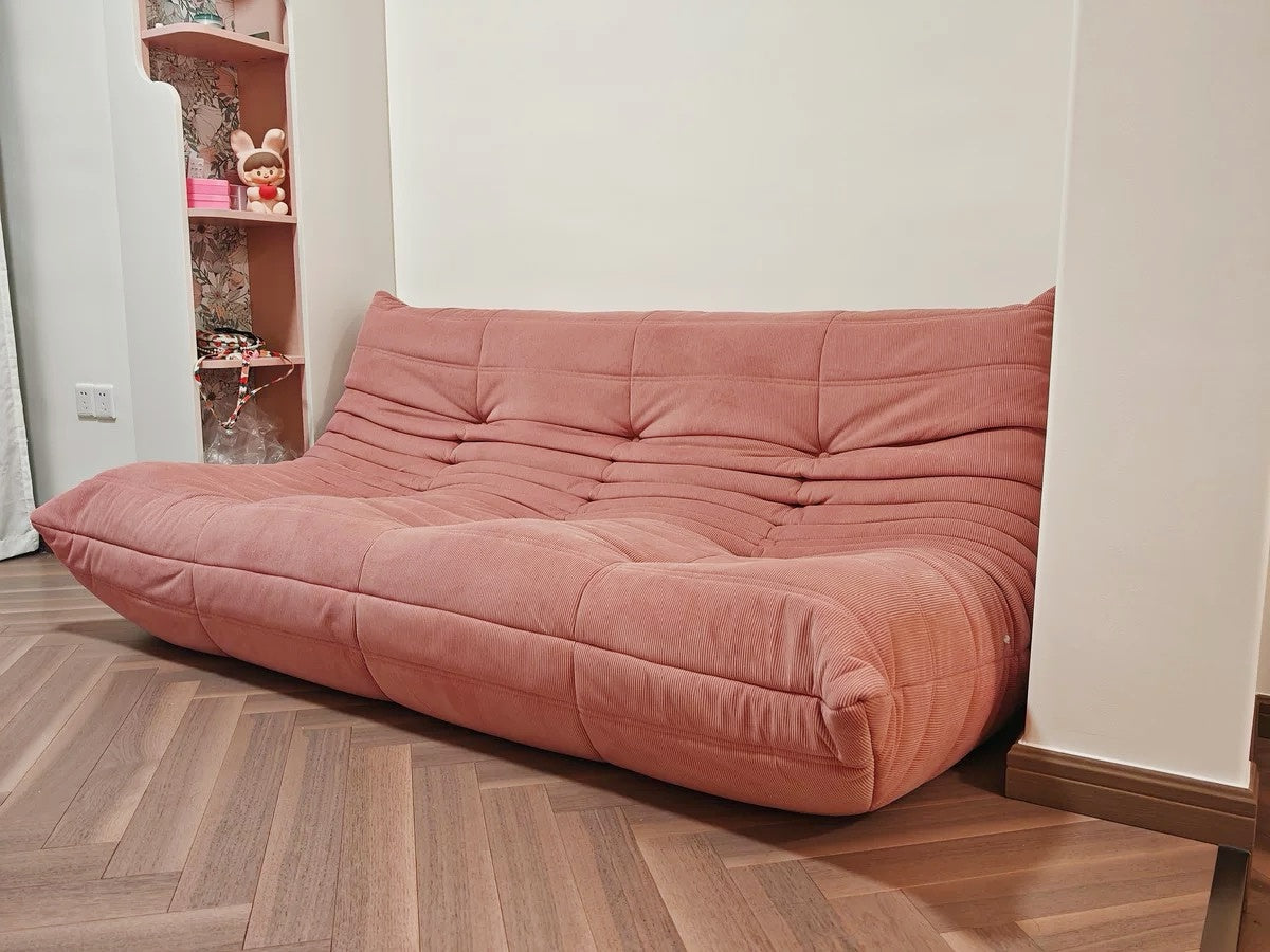 Customizable Togo 3 Seater Sofa: Red, Black, Brown, Orange, Pink Corduroy