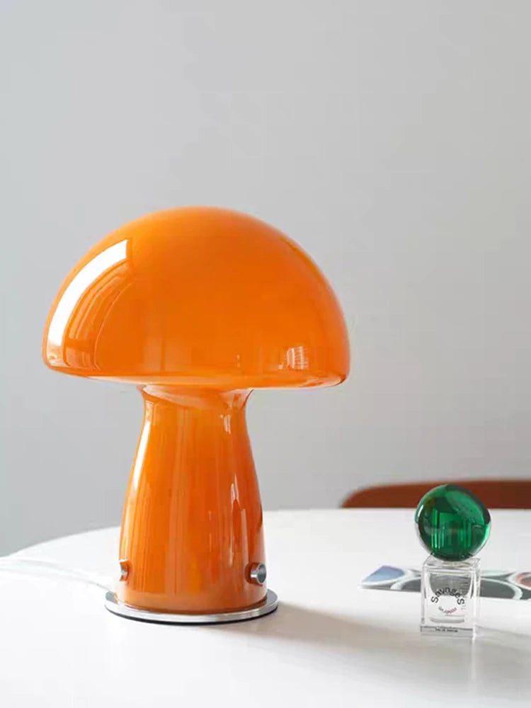 small orange bedside lamp