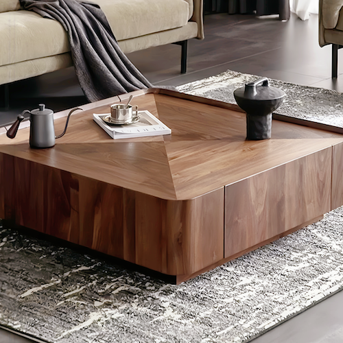 square walnut wood coffee table - orangme.com