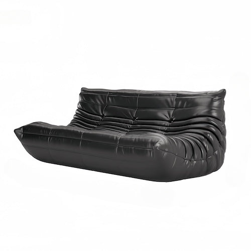 togo replica black leather sofa